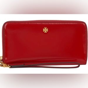 Tory Burch Emerson Patent Leather Wristlet Zip Convertible Wallet